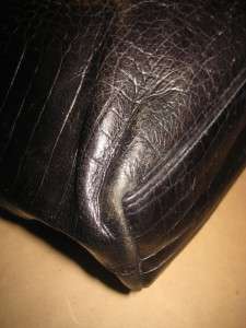   REPUBLIC Vintage Black Leather Reptile Tote Shopper Shoulder Purse Bag