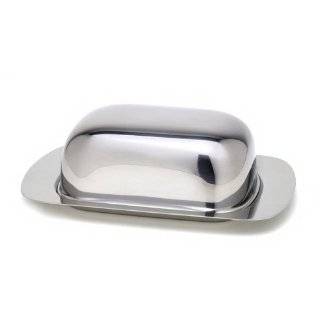 Brilliant Stainless Steel Covered Butter Dish   Fine StainlessLUX 
