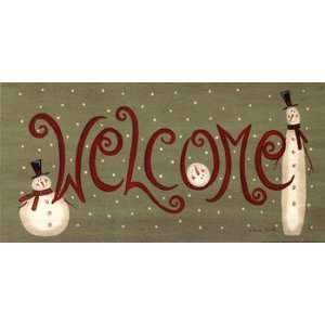    Snowman Welcome   Poster by Becca Barton (16x8)