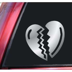    Broken Heart Vinyl Decal Sticker   Shiny Chrome Automotive