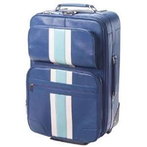  Clava Leather 21 Striped Wheeled Carry On Flight Bag Blue 