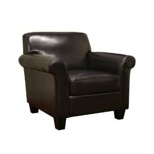  Club Chair with Black Wooden Legs in Black Brown 