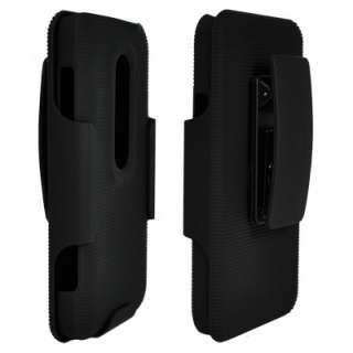New Black Shell Holster Belt Clip Case+Stand HTC Evo 3D Hard Rubber 