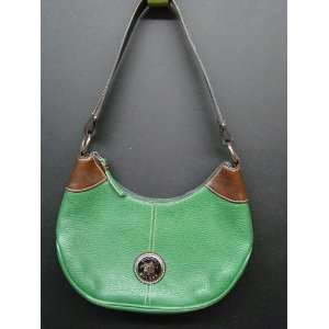 DOONEY & BOURKE GREEN LEATHER PURSE WITH BROWN STRAP 
