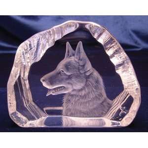   Intaglio Crystal German Shepherd (Profile) Sculpture