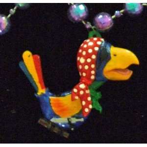 Bobble Head Parrot Beads Necklace New Orleans Mardi Gras Spring Break 