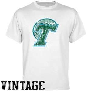 NCAA Tulane Green Wave White Distressed Logo Vintage T shirt