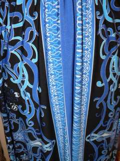 CELEB STYLE Slinky CHIC BLUE PAISLEY Maxi SUN DRESS 1X  