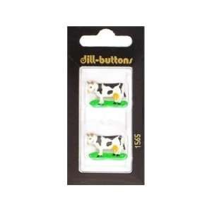  Dill Buttons 27mm Shank Dairy Cow White/Black 2 pc (6 Pack 