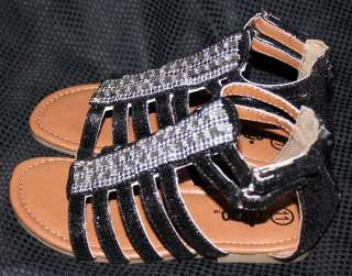   Girls Gladiator Sandals Shoes size 11 Black Zipper clothes size 4 5 6