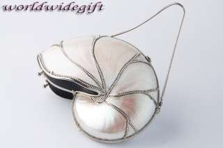 luxury nautilus seashell with crystal swarovski handbag