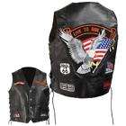Leather Concealed Carry Motorcycle Vest, USA XXL  