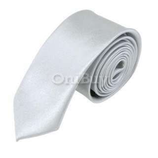 Mens Solid Necktie Skinny Slim Narrow Tie Polyester NEW  