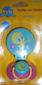 LOONEY TUNES PACIFIER & HOLDER TAZ, BUGS BUNNY, TWEETY, BABY SHOWER 