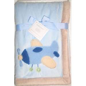 Baby Gear Blue Tan Airplane Baby Blanket Baby