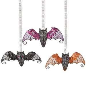  Pack of 6 Sequin Black, Orange and Purple Wire Bat 