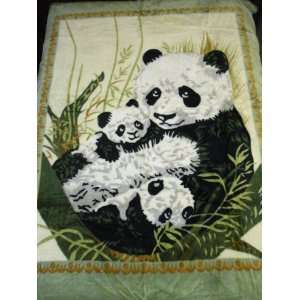  Queen Panda Blanket Green Pandas Playing Super Soft Plush 