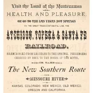  1882 Ad Atchison Topeka Santa Fe Railroad Montezuma Train 