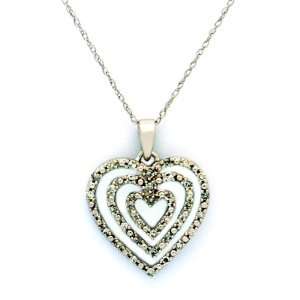   10k Solid White Gold Precious Diamond Heart Pendant + Chain Jewelry