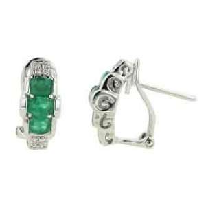   Emerald Diamond Earrings Diamond quality AA (I1 I2 clarity, G I color