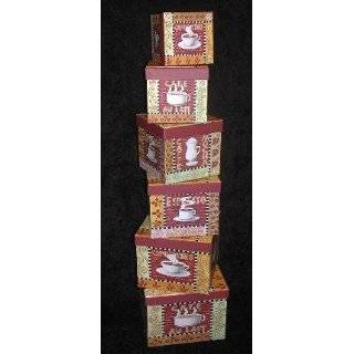  Stripes/Squares Theme Decorative Stacking Boxes   Set of 6 