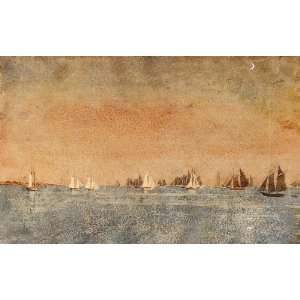  Oil Painting Gloucester Harbor, Fishing Fleet Winslow 