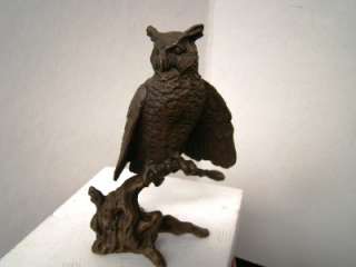 BRONZE STATUE SCULPTURE THE GREAT HORNED OWL 1985 NEW  
