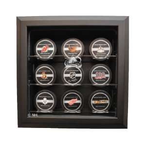  9 Puck Cabinet Style Display Case, Black   Sports 