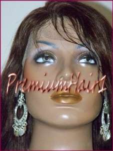 Front Lace Human Indian Hair Remi Remy Wig #3 Med Brown Silky Straight 