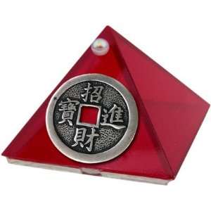  2 inch Art Glass Pyramid Box Chinese Coin Ruby (each 
