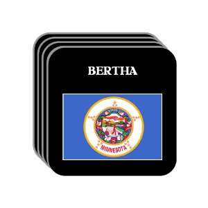 US State Flag   BERTHA, Minnesota (MN) Set of 4 Mini Mousepad Coasters