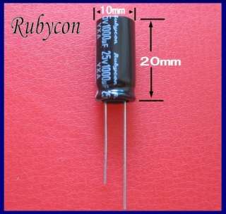 1000uF 25V Rubycon Radial Electrolytic Capacitors 10pc  