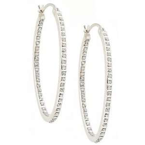   Sterling Silver Diamond Accent Inside/Out Oval Hoop Earrings Jewelry