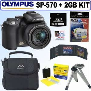  Olympus SP 570UZ 10MP Digital Camera + 2GB Accessory Kit 