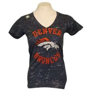  Denver Broncos Womens Fashion T Shirt (Navy)  Large 