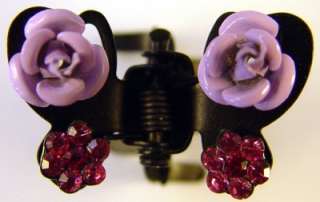 Wet Seal 4 Butterfly Mini Metal Hair Claw Clips Rose Rhinestone Flower 