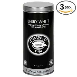 Tempest Tea, Organic Berry White Tea, 20 Count Tea Bags per Tin (Pack 