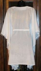Victorias Secret $69.50 WHITE Embellished Cotton Caftan Cover Up Tunic 