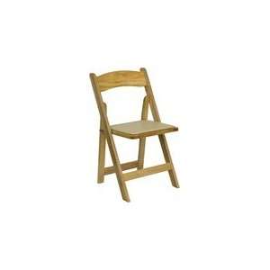   Natural Wood Folding Chair   Padded Vinyl Seat