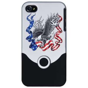  iPhone 4 or 4S Slider Case Silver Eagle With Flaming Wings 