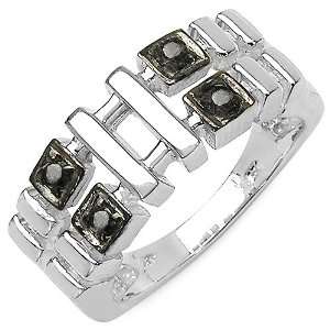    0.10 Carat Genuine Black Diamond Sterling Silver Ring Jewelry