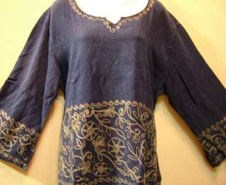 NWT SACRED THREADS STONEWASHED EMBROIDERED RAYON TOP XL  