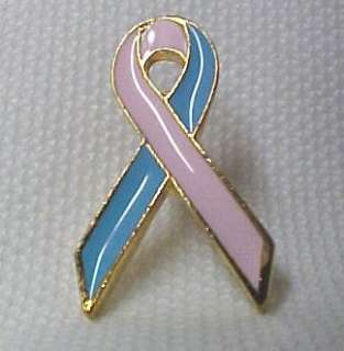 Pink Blue Awareness Ribbon Male Breast Cancer Pin Tac  