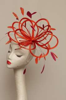 New Orange Hot Pink fascinator hat wedding ascot  
