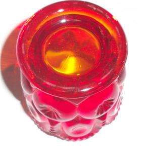 LG Wright Ruby Red MOON & STARS PRESSED glass toothpick holder vintage 