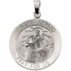 Genuine St. Anton Medal. 14K White Gold St.Gerard Medal 18.00 mm. 100% 