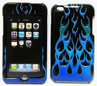 Apple iPod Touch 4th Gen HARD SnapOn Case Cover BLUE FIRE FLAME  