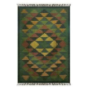  Wool and jute rug, Emerald Constellation