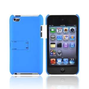    BLUE For iPod Touch 4 Rubberized Hard Case Cover Stand Electronics