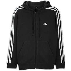 Adidas Mens Full Zip 3 Stripes Fleece Hood,Black / White,3X Large 